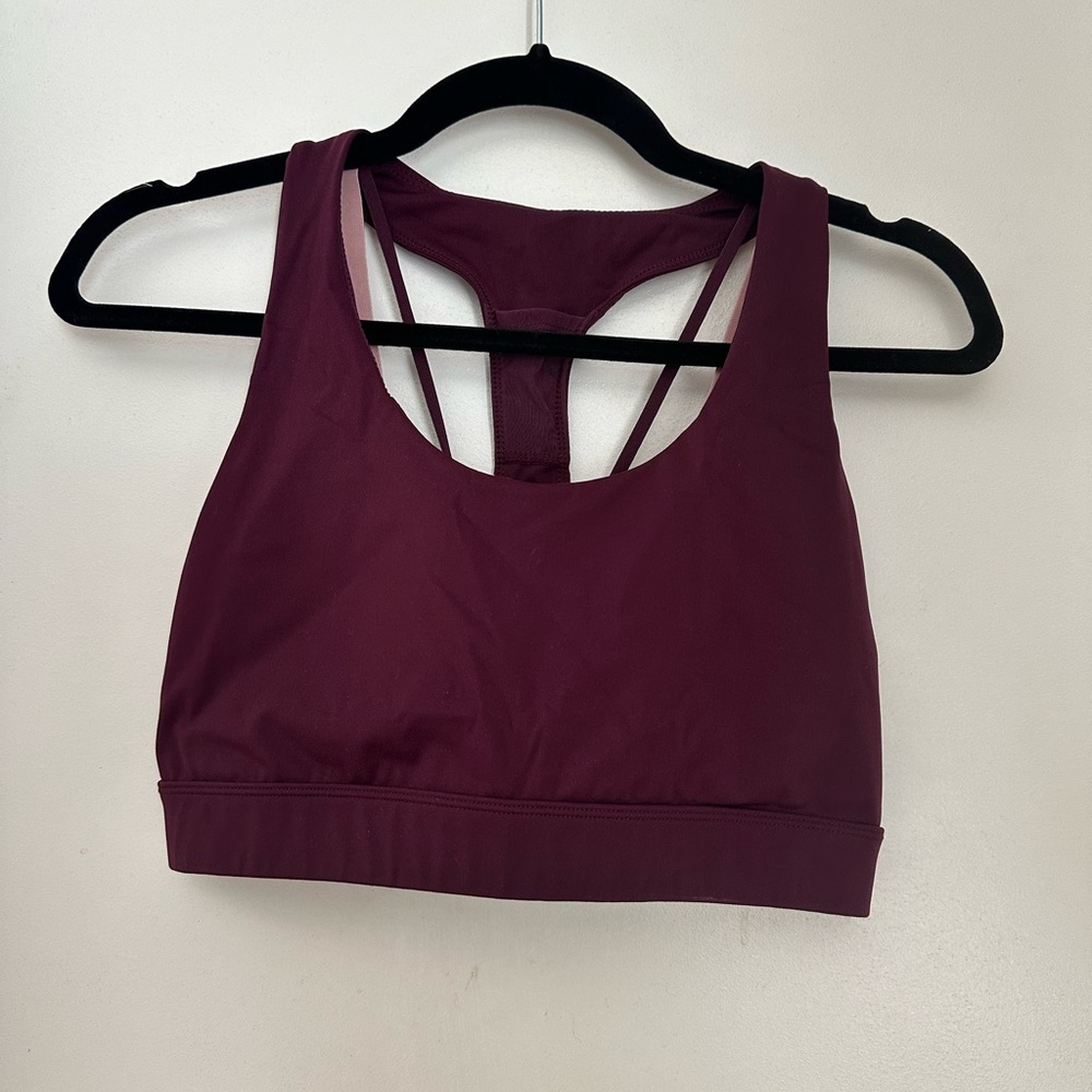 Fabletics Boost Medium Impact Sports Bra in Medium Maroon